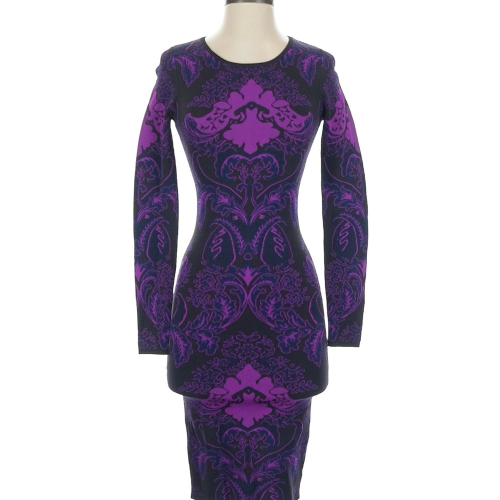 Felicity & Coco Purple and Black Long Sleeve Bodycon Dress size small